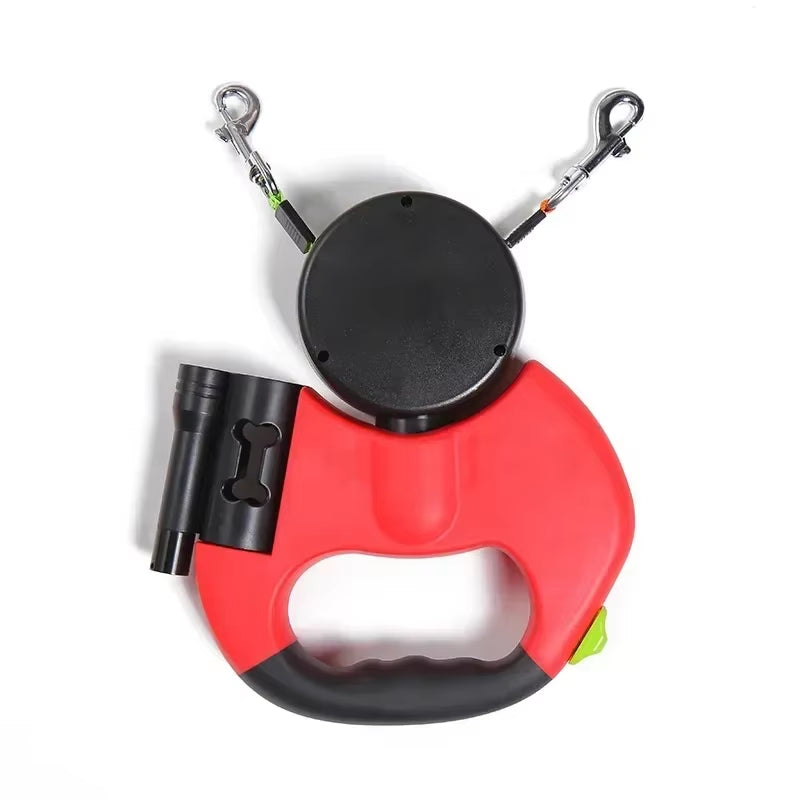 Ultimate LED Automatic Retractable Dog Leash with Dual Heads & Built-in Bag Dispenser - The Perfect Pet Accessory!