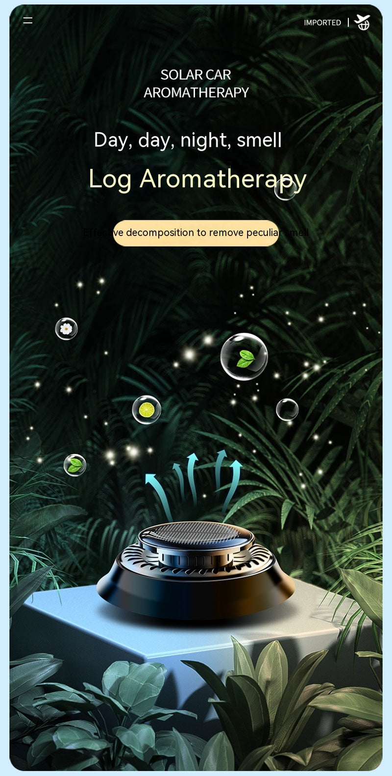 Solar-Powered Portable Kinetic Car Air Freshener - Double Ring Rotating Perfume Diffuser