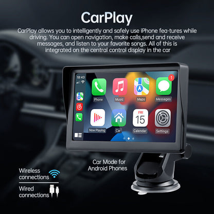 7-Inch Wireless CarPlay Smart Screen - Portable MP5 Navigation & Reversing Player for Your Vehicle