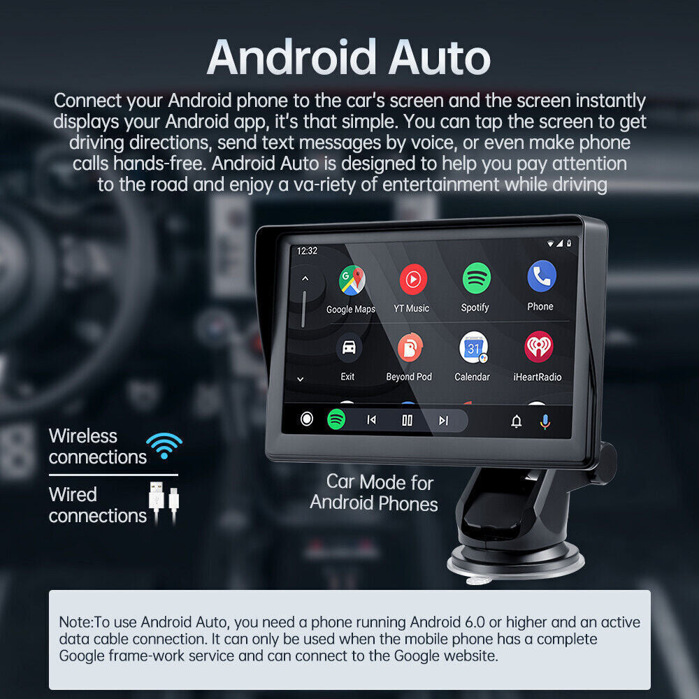 7-Inch Wireless CarPlay Smart Screen - Portable MP5 Navigation & Reversing Player for Your Vehicle