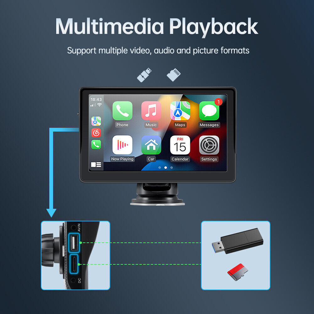 7-Inch Wireless CarPlay Smart Screen - Portable MP5 Navigation & Reversing Player for Your Vehicle